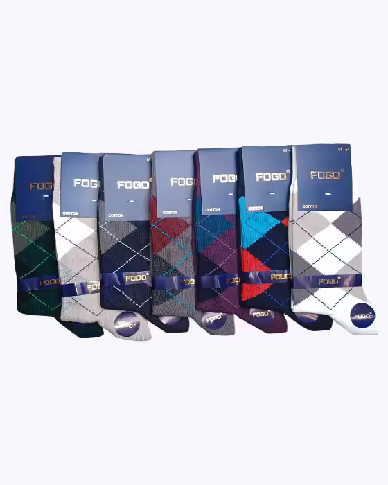 جوراب کلاسیک مردانه طرح چهارخونه FOGO